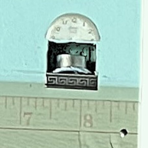 Vintage Handmade Sage Green Alice in Wonderland Themed Mirror on Wood w/Trinkets - Picture 8 of 12